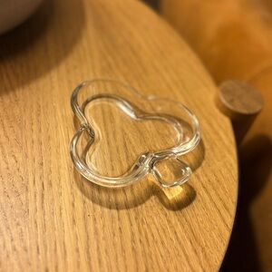 Small Vintage Shamrock shaped glass dish - clear 3.5”